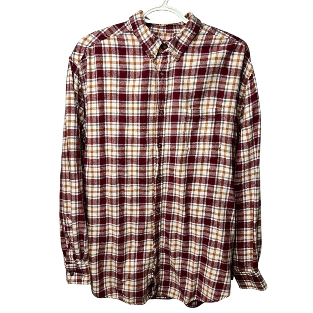 Croft & Barrow Shirt Men's Large Button-Down‎ Flannel Plaid Casual Multicolor